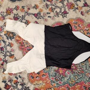 Summersalt Black and White Swimwear 'The Ruffle Backflip'